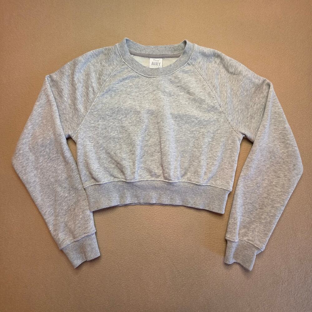 Aritzia Tna Airy Fleece Perfect Crewneck Sweatshirt Heather Gray Sz Small